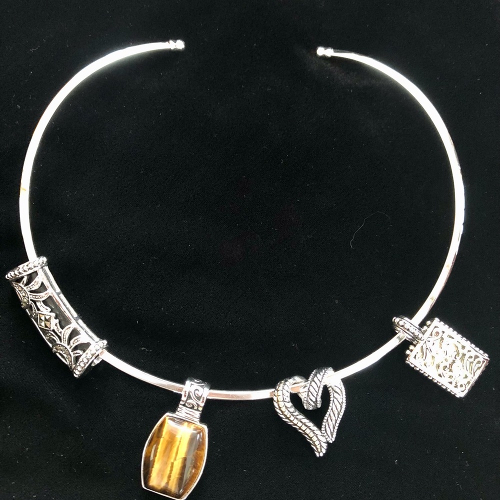 Silver Collar Necklace includes 4 Slides - Lia Sophia Rhodium won’t tarnish!!